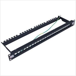 Connectix Unloaded 24 Way Shielded 1u Keystone Patch Panel Black - FT, 009-010-010-00