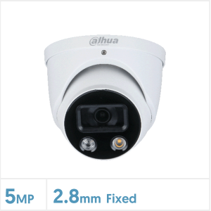 Dahua 5MP Smart Dual Illumination Active Deterrence Fixed-focal Eyeball WizSense Network Camera (White), IHDW3549HP-AS-PV28S3