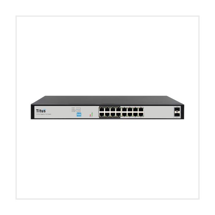 Titus Port Fast POE plus Switch with 16 POE 2 SFP ports dip switch for VLAN main product photo