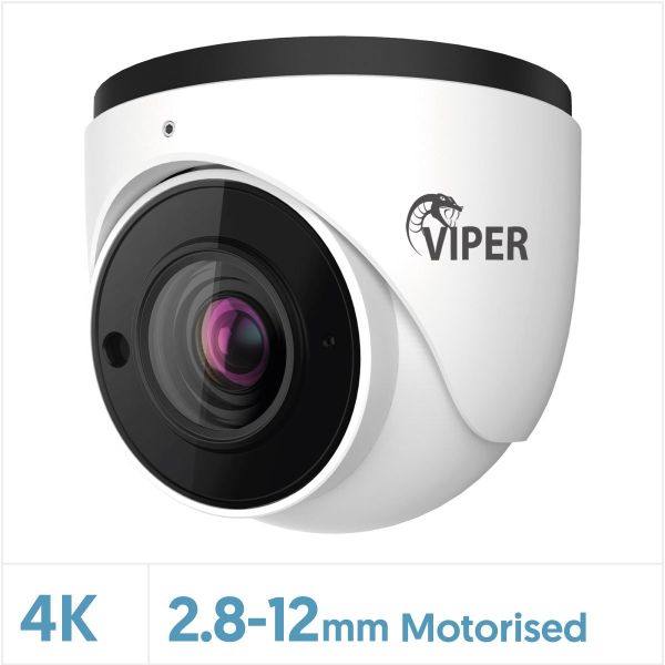 4K/8MP Viper Network IR Waterproof Turret Camera (White), MTURVIP4K3-VW