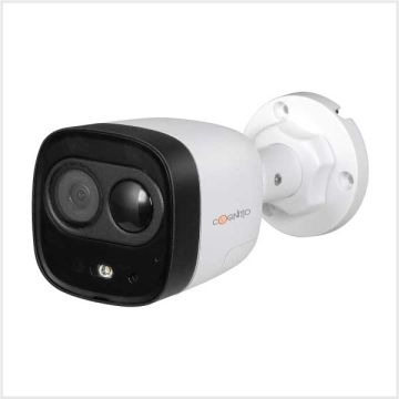 Cognitio 5MP HDCVI Fixed Lens Active Deterrence Bullet Camera (White), COG-5-AD-BUL-FW